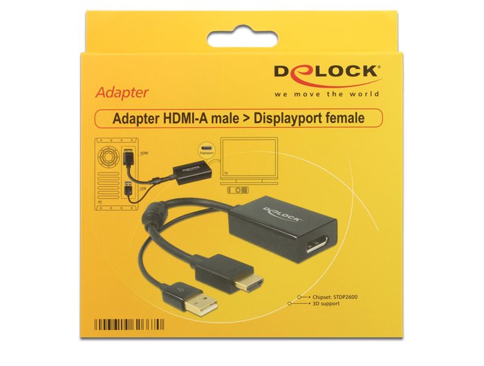 EAN 4043619626670 - DeLOCK 0.245m HDMI+USB2.0-A/DisplayPort 0,254 m HDMI + USB Negro imagen 2
