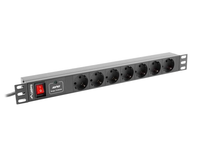 EAN 5901969414479 - Lanberg PDU-07F-0200-BK unidad de distribución de energía (PDU) 7 salidas AC 1U Negro imagen 1