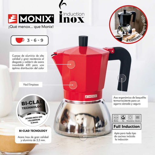EAN 8435092433832 - Monix M863106 cafetera manual Cafetera italiana 0,37 L Rojo imagen 2