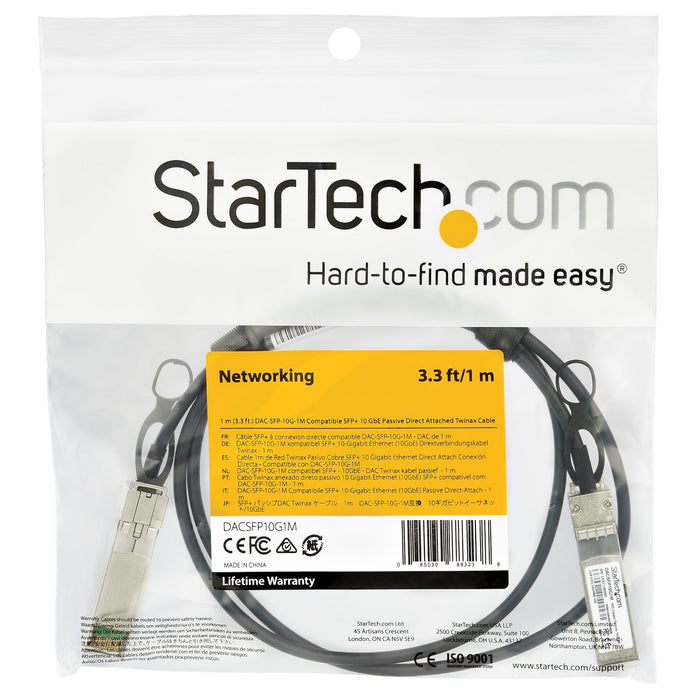 EAN 0065030883238 - StarTech.com DACSFP10G1M Cable de fibra óptica e InfiniBand SFP+ Negro imagen 4