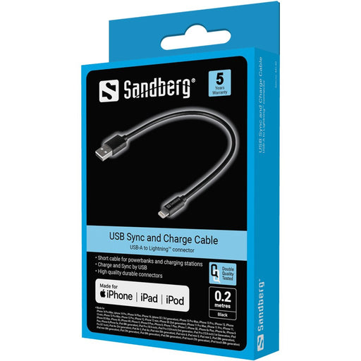 EAN 5705730441400 - Sandberg 441-40 cable de conector Lightning 0,2 m Negro imagen 2