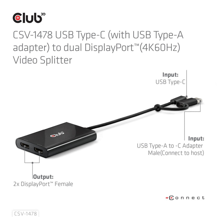 EAN 8719214472993 - CLUB3D CSV-1478 divisor de video USB Tipo C 2x DisplayPort imagen 8