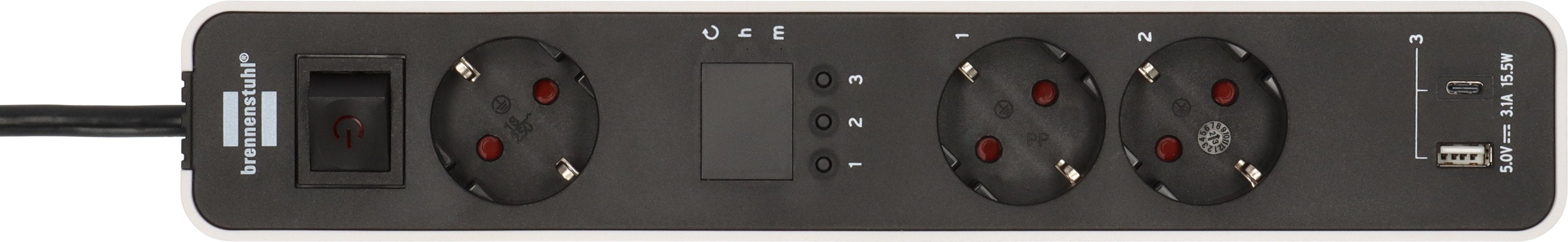 EAN 4007123686674 - Brennenstuhl 1153230026 base múltiple 1,5 m 3 salidas AC Interior Negro, Blanco imagen 3