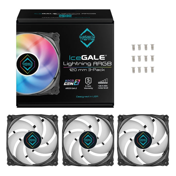EAN 1230000071932 - Iceberg Thermal IceGALE Lightning ARGB Carcasa del ordenador Ventilador 12 cm Negro 3 pieza(s) imagen 14