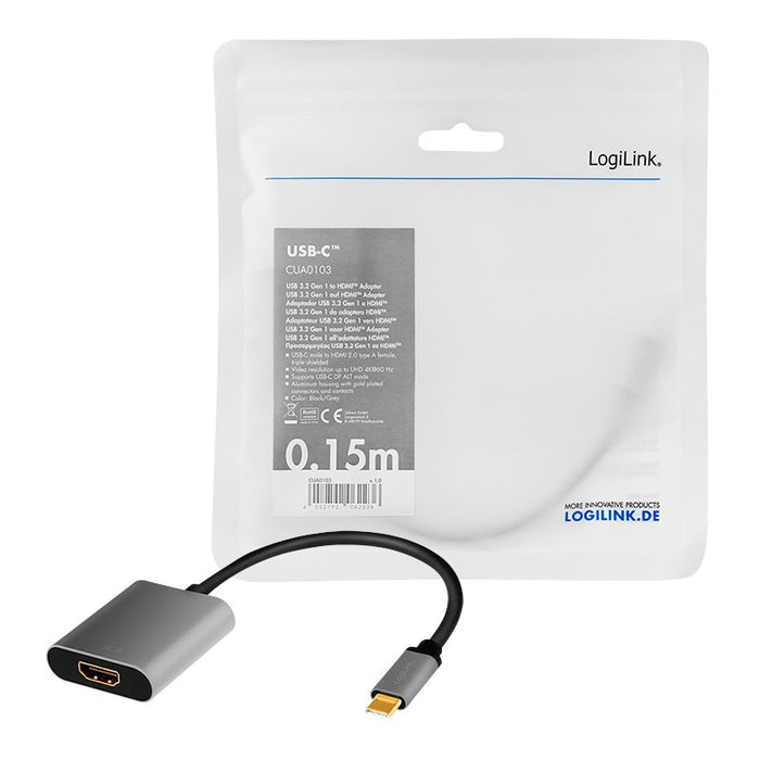 EAN 4052792062236 - LogiLink CUA0103 cambiador de género para cable USB 3.2 Gen1 Type-C HDMI-A Negro, Gris imagen 4