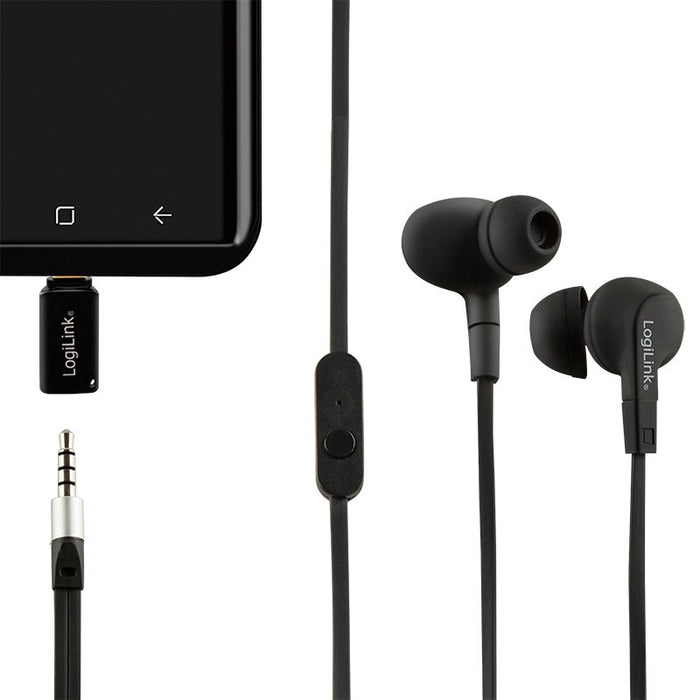EAN 4052792057256 - LogiLink UA0356 cambiador de género para cable USB-C 3.5 mm Negro imagen 6