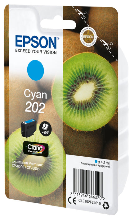 EAN 8715946646220 - Epson Kiwi 202 cartucho de tinta 1 pieza(s) Original Rendimiento estándar Cian imagen 2