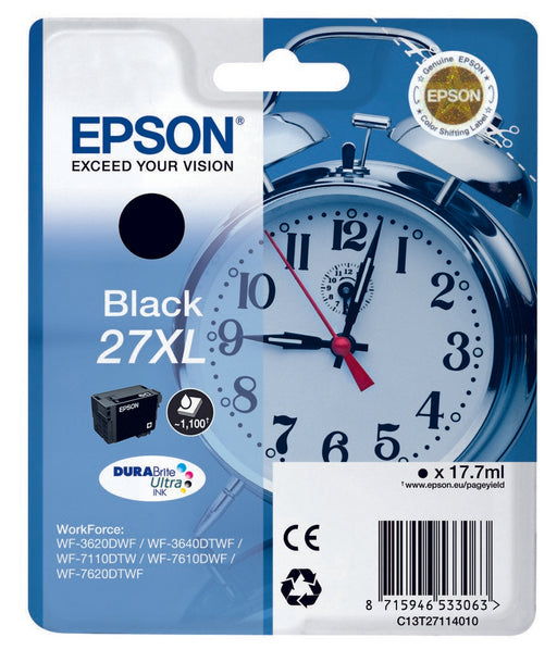 EAN 4053162425378 - Epson Alarm clock 27XL DURABrite Ultra cartucho de tinta 1 pieza(s) Original Alto rendimiento (XL) Negro imagen 1