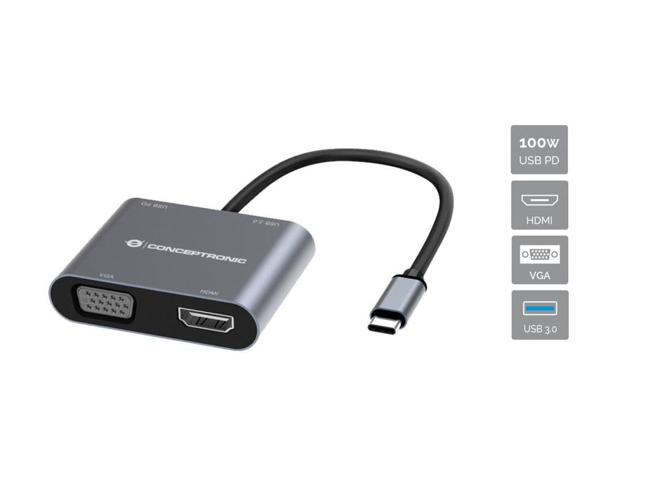 EAN 4015867229170 - Conceptronic DONN16G Alámbrico USB 3.2 Gen 1 (3.1 Gen 1) Type-C Gris imagen 1