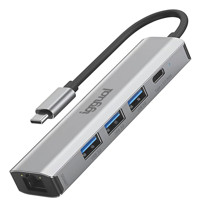 EAN 8435364320181 - iggual IGG320181 hub de interfaz USB 3.2 Gen 1 (3.1 Gen 1) Type-A 5000 Mbit/s Gris imagen 1