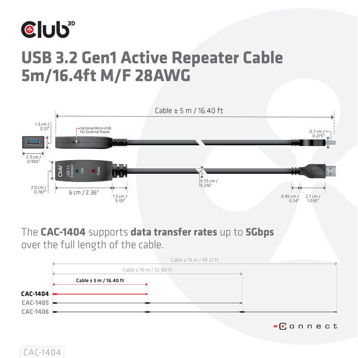 EAN 8719214471774 - CLUB3D CAC-1404 cable USB USB 3.2 Gen 1 (3.1 Gen 1) 5 m USB A Negro imagen 4