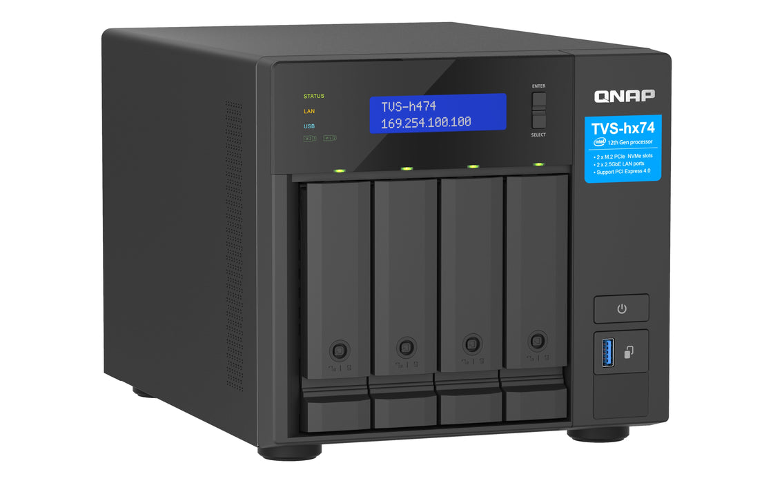 EAN 4711103082355 - QNAP TVS-H474 NAS Torre Intel® Pentium® G7400 8 GB DDR4 0 TB QuTS hero Negro imagen 3