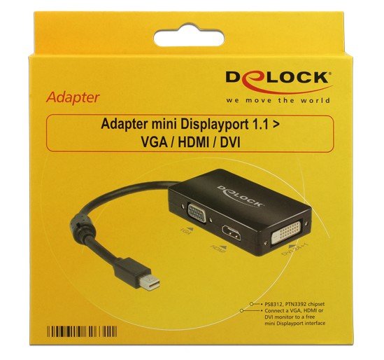 EAN 4043619626311 - DeLOCK 0.16m DisplayPort/VGA + HDMI + DVI 0,16 m Mini DisplayPort VGA (D-Sub)+ HDMI + DVI Negro imagen 2