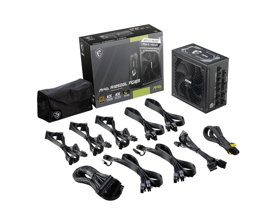 EAN 4711377142229 - MSI MAG A1250GL PCIE5 unidad de fuente de alimentación 1250 W 24-pin ATX ATX Negro imagen 5