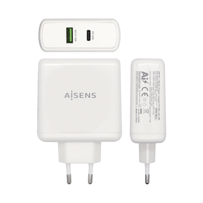 EAN 8436574706222 - AISENS ASCH-2PD30QC-W cargador de dispositivo móvil GPS, Mando para videojuegos, MP3, MP4, Teléfono móvil imagen 2