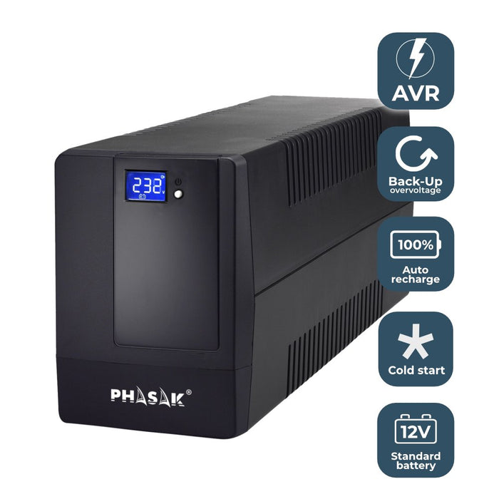 EAN 5605922010448 - Phasak Basic sistema de alimentación ininterrumpida (UPS) Línea interactiva 0,6 kVA 360 W 2 salidas AC imagen 4