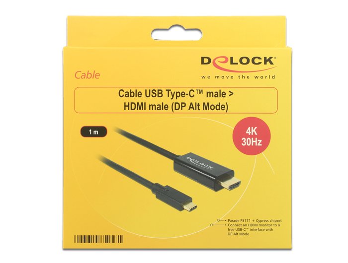 EAN 4043619852581 - DeLOCK 85258 adaptador de cable de vídeo 1 m USB Tipo C HDMI Negro imagen 2