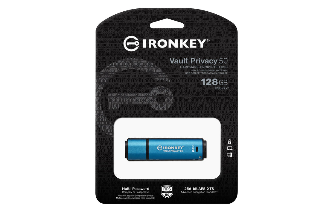 EAN 0740617329131 - Kingston Technology IronKey Vault Privacy 50 unidad flash USB USB tipo A 3.2 Gen 1 (3.1 Gen 1) Negro, Azu imagen 3
