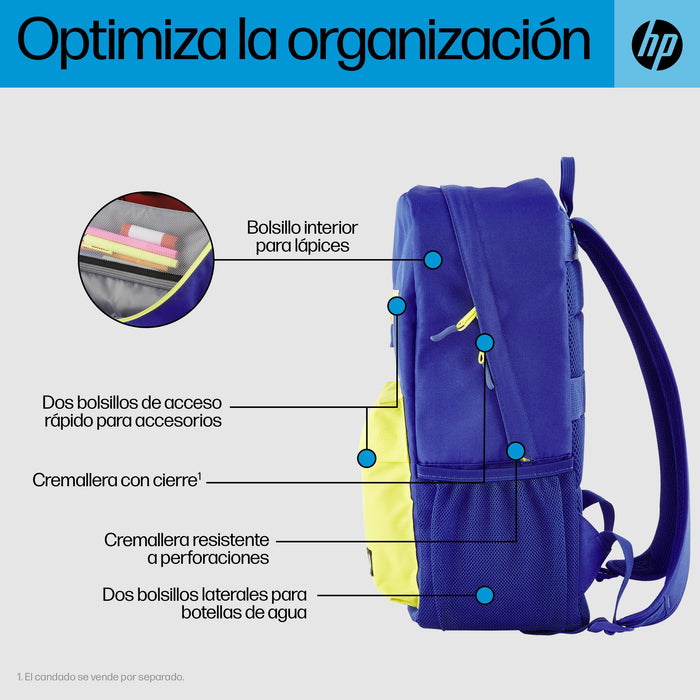 EAN 0197192487624 - HP Campus Blue Backpack mochila Mochila informal Azul, Amarillo Poliéster, Poliespuma imagen 3