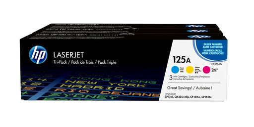 EAN 0887111403025 - HP 125A 3-pack Cyan/Magenta/Yellow Original LaserJet Toner Cartridges cartucho de tóner 3 pieza(s) Cian,  imagen 1