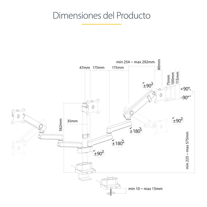 EAN 0065030902038 - StarTech.com 3MP2AG-MONITOR-ARM soporte para monitor 68,6 cm (27") Negro imagen 20