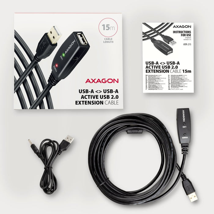 EAN 8595247902344 - Axagon ADR-215 USB 2.0 A-M -> A-F active extension/repeater cable 15m - Kabel - Digital/Daten cable USB U imagen 8