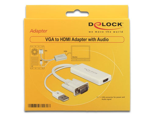 EAN 4043619624607 - DeLOCK 62460 adaptador de cable de vídeo 0,25 m HDMI tipo A (Estándar) VGA (D-Sub) + USB Blanco imagen 2