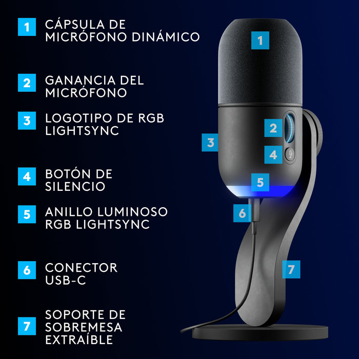 EAN 5099206116863 - Logitech G 988-000569 micrófono Negro Micrófono de superficie para mesa imagen 11