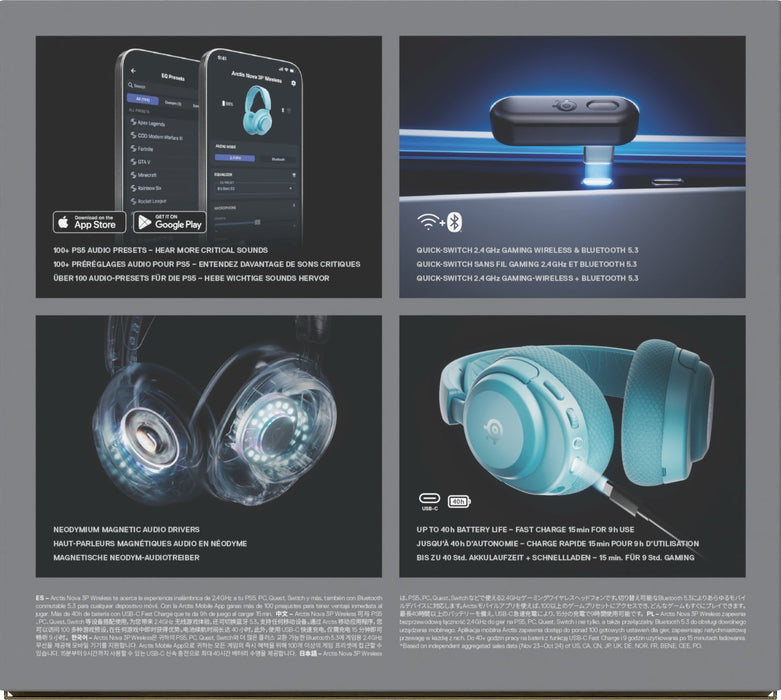 EAN 5707119059558 - Steelseries Arctis Nova 3P Auriculares Inalámbrico Diadema Música/uso diario Bluetooth Color aguamarina imagen 11