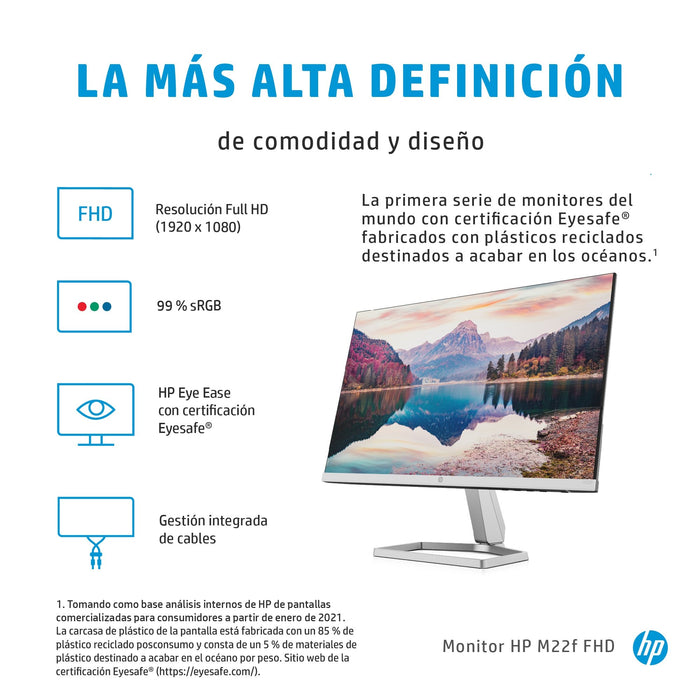 EAN 0195161271953 - HP M22f FHD Monitor pantalla para PC 54,6 cm (21.5") 1920 x 1080 Pixeles Full HD LCD Negro, Plata imagen 8
