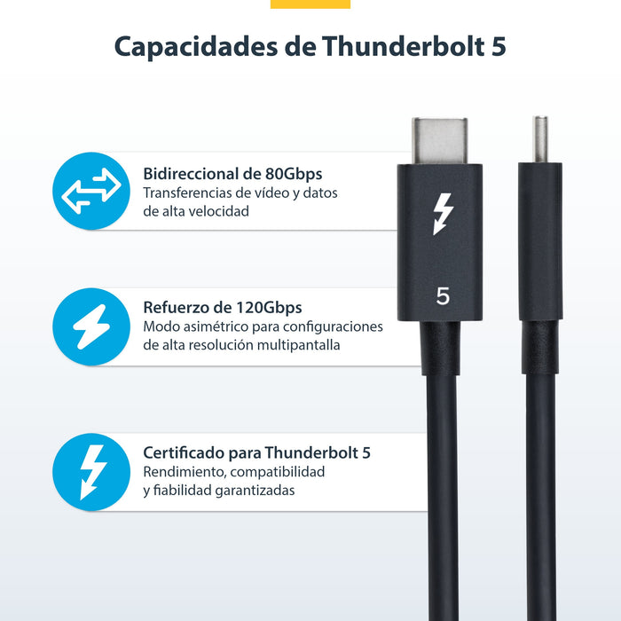 EAN 0065030910064 - StarTech.com TBLT5MM80CM240W cable Thunderbolt 0,8 m 80 Gbit/s Negro imagen 11