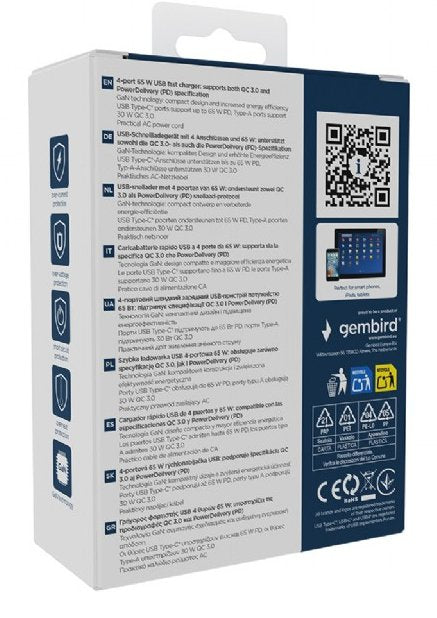 EAN 8716309133784 - Gembird TA-UC-2A2C-PD65-01-BK cargador de dispositivo móvil Portátil, Smartphone Negro Corriente alterna  imagen 8