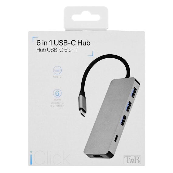 EAN 3303170099414 - T'nB HUBALU6 base para portátil y replicador de puertos USB 3.2 Gen 1 (3.1 Gen 1) Type-C Gris imagen 9