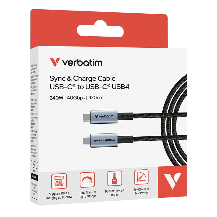 EAN 0023942318477 - Verbatim 31847 cable USB USB4 Gen 2x2 1,2 m USB C Negro imagen 6