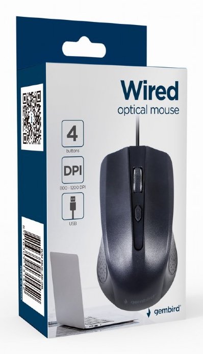 EAN 8716309131452 - Gembird MUS-4B-01L ratón Oficina Ambidextro USB tipo A Óptico 1200 DPI imagen 3