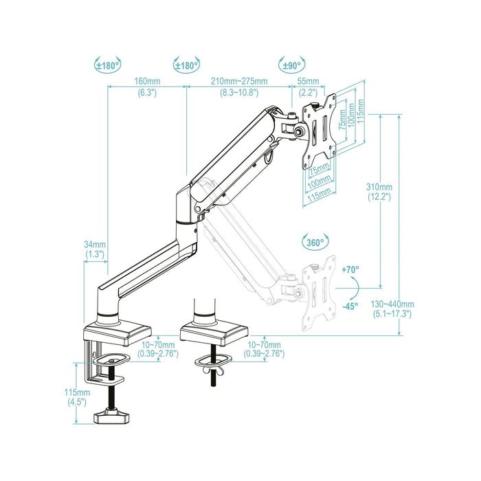 EAN 8433281016446 - TooQ DB1334TNR-W soporte para monitor 86,4 cm (34") Escritorio Blanco imagen 6