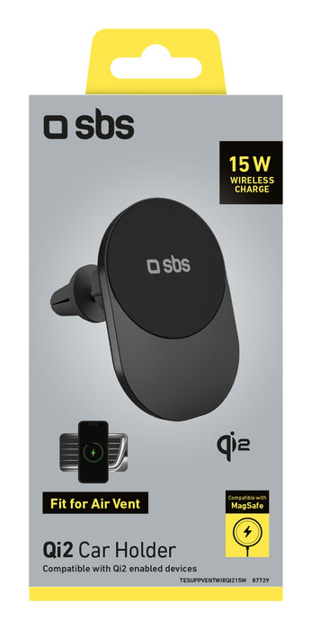 EAN 8018417487729 - SBS TESUPPVENTWIRQI215W cargador de dispositivo móvil Smartphone Negro USB Cargador inalámbrico Auto imagen 2