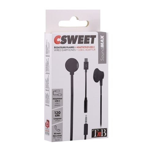 EAN 3303170098448 - T'nB Sweet Auriculares Alámbrico Dentro de oído Llamadas/Música USB Tipo C Negro imagen 4