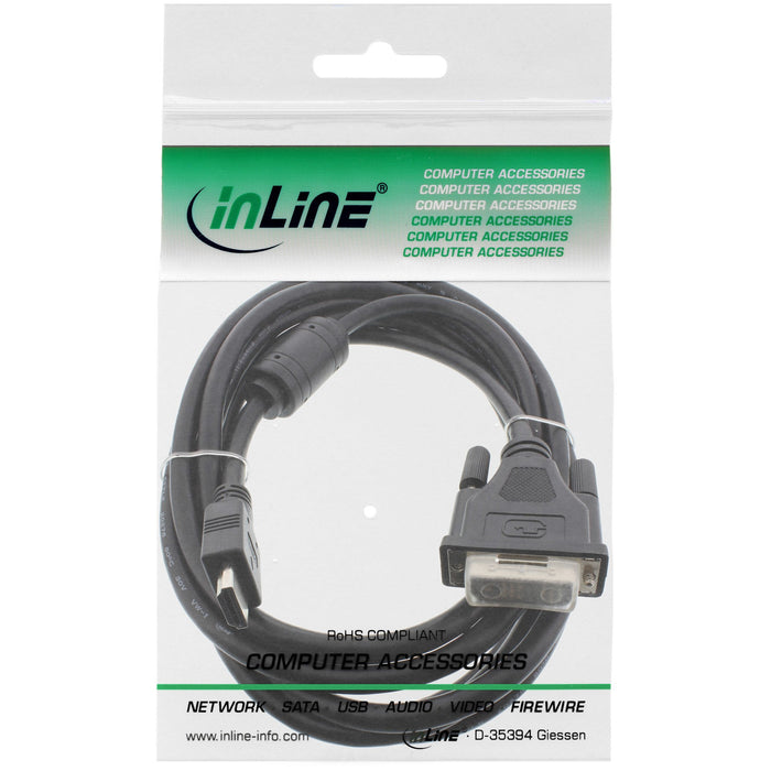 EAN 4043718042739 - InLine 17663 adaptador de cable de vídeo 3 m HDMI DVI-D Negro imagen 2