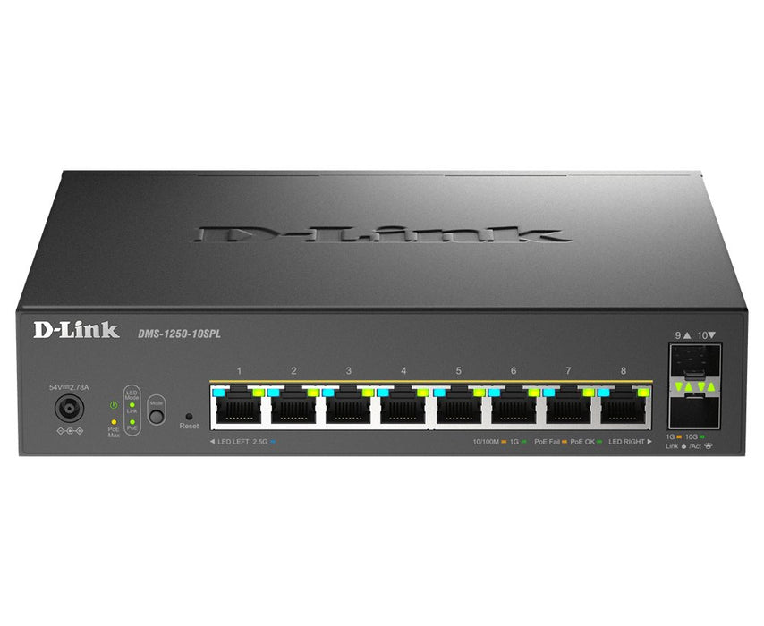 EAN 0790069473746 - D-Link DMS-1250-10SPL Gestionado 2.5G Ethernet (100/1000/2500) Energía sobre Ethernet (PoE) Negro imagen 1