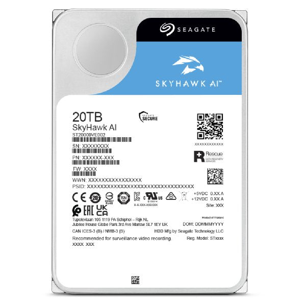 EAN 5715063365335 - Seagate SkyHawk AI 20 TB disco duro interno 7200 RPM 256 MB 3.5" Serial ATA III imagen 2