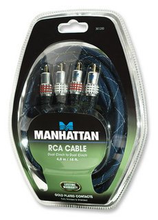 EAN 0766623361200 - Manhattan 4.8m Composite cable de vídeo compuesto 4,8 m 2 x RCA Azul imagen 2