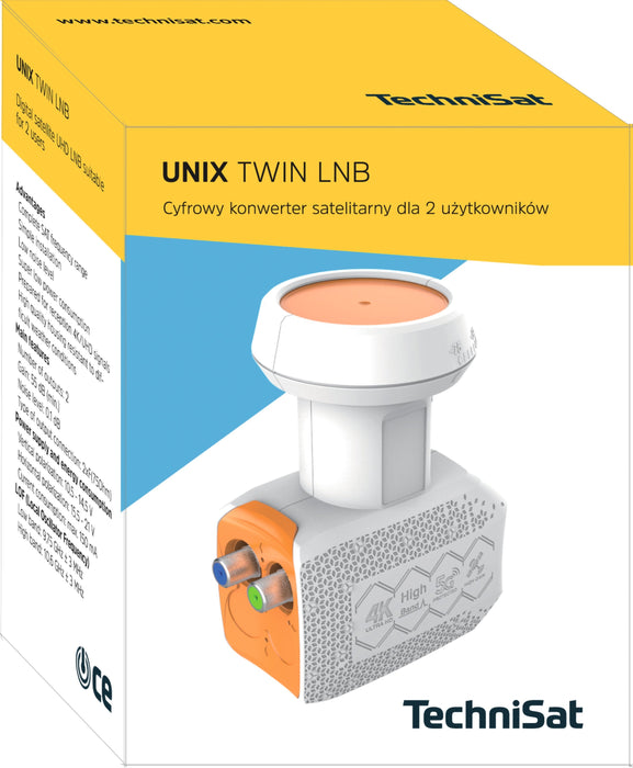 EAN 4019588768024 - TechniSat UNIX Twin LNB convertidor low noise block (lnb) Naranja, Blanco imagen 3