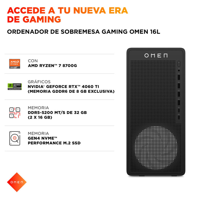 EAN 199764264398 - HP OMEN 16L Gaming Desktop PC TG03-0087ns PC AMD Ryzen™ 7 8700F 32 GB DDR5-SDRAM NVIDIA GeForce RTX 5060 F imagen 7