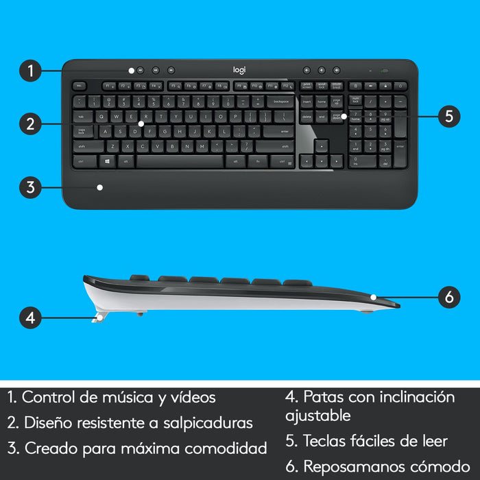 EAN 5099206077423 - Logitech 920-008680 teclado Ratón incluido Universal USB QWERTY Español Negro, Blanco imagen 7