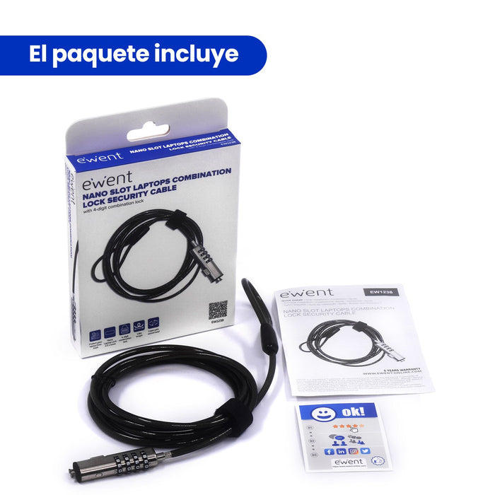 EAN 8052101433784 - Ewent EW1238 cable antirrobo Negro 1,8 m imagen 2