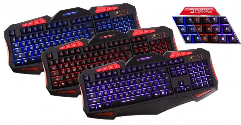 EAN 5901299938607 - Esperanza EGK3000 teclado Ratón incluido Juego USB QWERTY Inglés del Reino Unido Negro, Rojo imagen 3