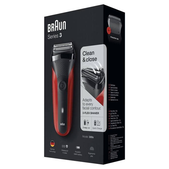 EAN 4210201163343 - Braun Series 3 300s Máquina de afeitar de láminas Recortadora Negro, Rojo imagen 6
