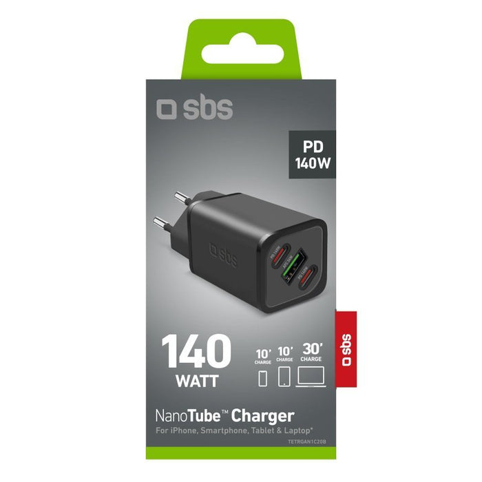 EAN 8018417447839 - SBS TETRGANUSB2CPD140W cargador de dispositivo móvil Universal Negro Corriente alterna Carga rápida Inter imagen 2