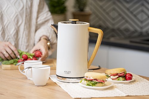 EAN 5903887808668 - Adler AD 1347W tetera eléctrica 1,5 L 2200 W Blanco, Madera imagen 8